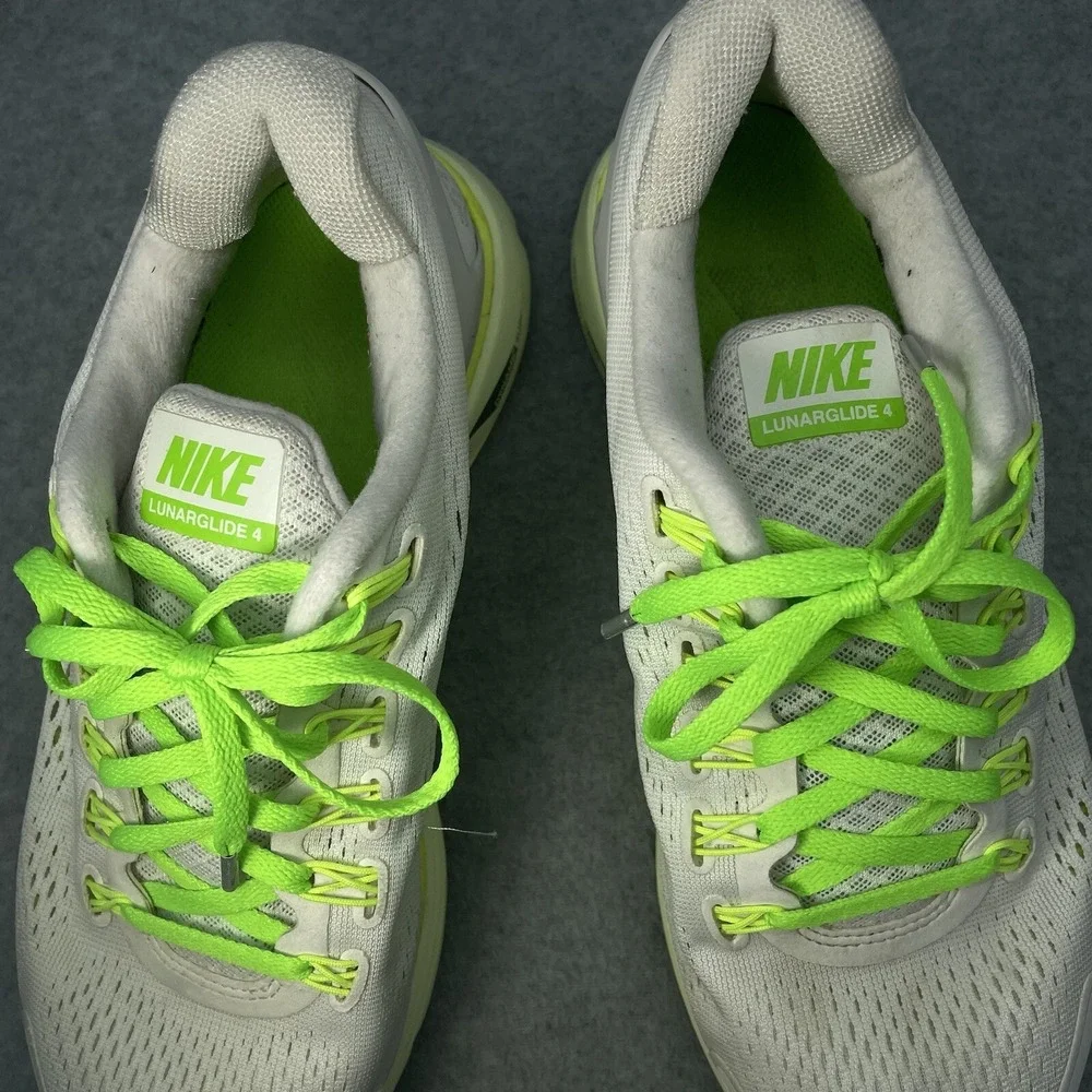 Nike Women Lunarglide 4 White Green 8.5 Running Cross Training Athletic Shoes
